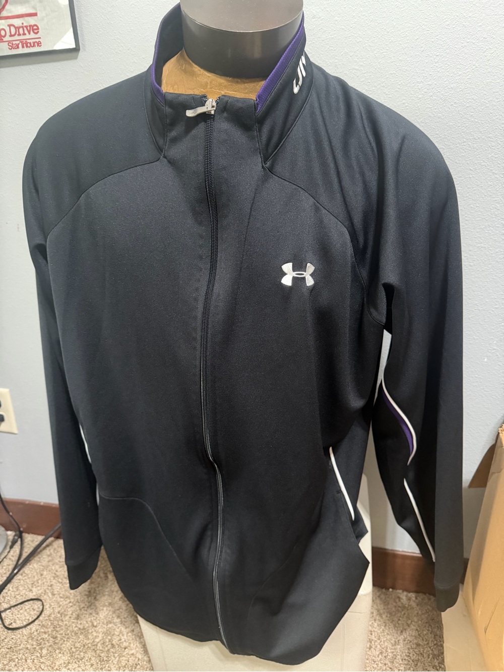 Under Armour Black Track Jacket with Purple Accents